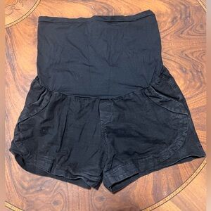 Black Denim Maternity Shorts - M